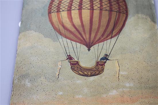 Nitteo (French School), oil on board, Charles and Robert Balloonists 1783, signed, 24 x 15cm, unframed